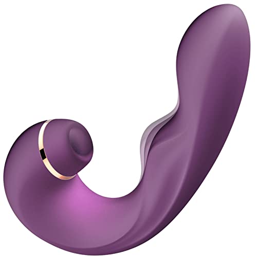 Vibratoren für Sie Klitoris und G-punkt, Silikon Zungenlecken und Saugen Vibrator mit Stoßfunktion, Soxmog 3 in 1 Dildo mit 10 Vibrationsmodi und 5 Pulsationsmodi Erotik Sexspielzeug für Frauen, Lila