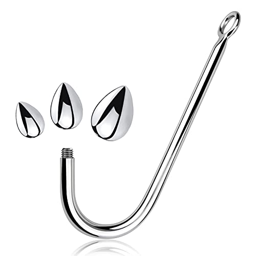 SXOVO Analhaken Bondage Anal Hook 24 cm mit 3 Wechselkugeln Ø 26.5mm,34mm,40mm Kugel Stahl Metall Buttplug Hook (Klein+Medium+Groß)