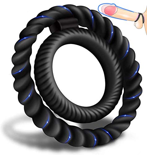 Xocity Dual Cock Ring Silicone for Men with Inflatable Pack Black Box Penis Ring Cockring & Testicle Rings Stretchable Sex Toy for Couples Extreme for Increasing Potency