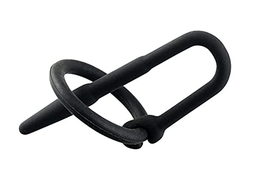 EROSPA® Silikon Penis-Plug/Dilator mit 2 Ringen (Ø 25, 30 mm) für die Harnröhre - 77 mm Ø 7 mm - Schwarz
