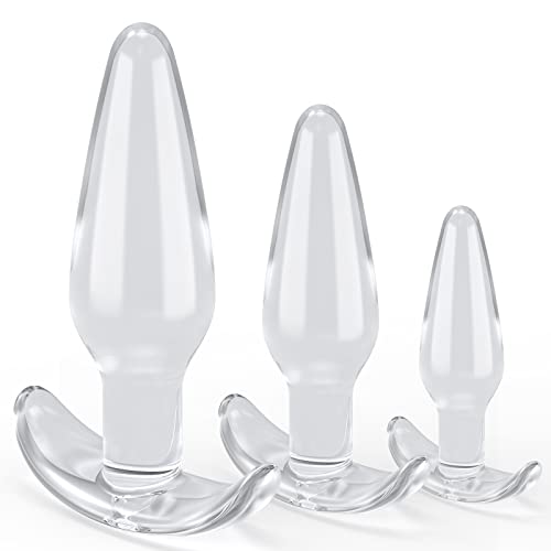 Greenpinecone Analplugs 3 Stück Set Transparenter Buttplugs Silikon Analkugeln Anal Butt Plug Sexspielzeug für Frauen, Männer